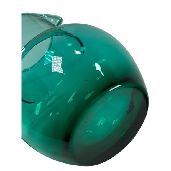 RARE Teal Glass Hand Blown Vintage Tumble Up Guest Pitcher and Cup Matching Set - Picture 10 of 15